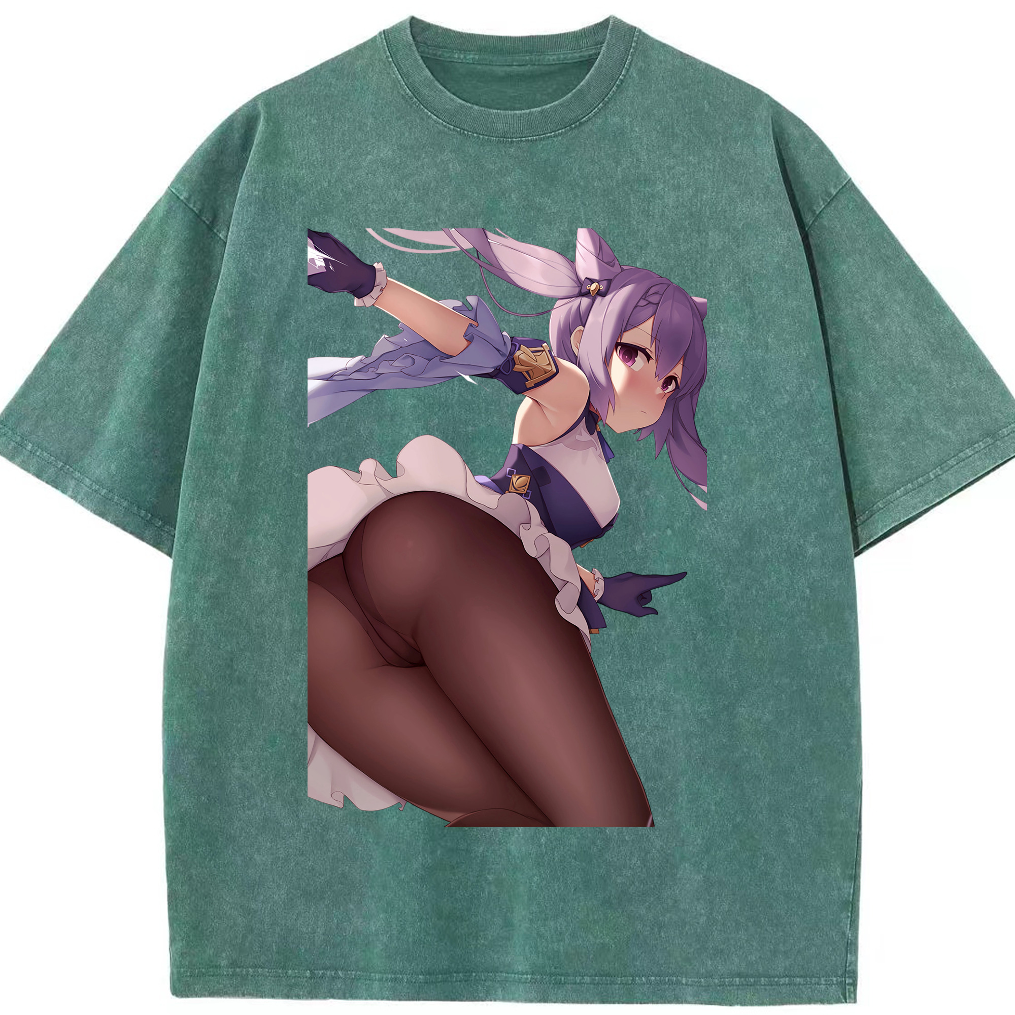 げんし神 刻晴 こくせい genshin Kokusei 綿100% ヴィンテージ風 半袖Tシャツ（フロントプリント）